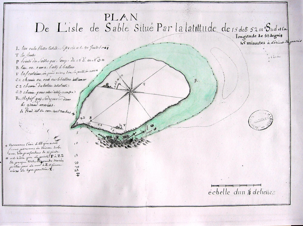 Plan de l’île de Sable dressé en 1761. Archives nationales