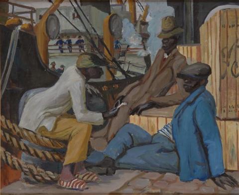 Les quais « Trois nègres », G. de Sonneville , 1920 – 1922, coll. Musée d’Aquitaine