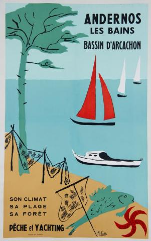 Marie Castets - Affiche Andernos les Bains / Bassin d'Arcachon. 1950