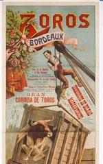 Lithographie : Toros Bordeaux. Rue de la Benatte et rue Chevalier... 9 avril 1905